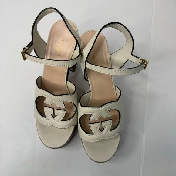 Gucci interlocking G cut out Platform Leather Heels Size 38 - Picture 13 of 13
